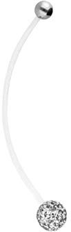 PIERCINGLINE PTFE Bananabell Bauchnabel Schwangerschaftspiercing EPOXY + TITAN KUGELN individuell kürzbar Kristallklar