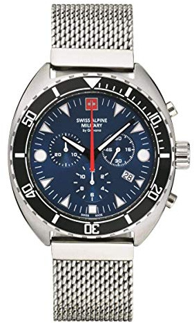Swiss Alpine Military Herren Uhr Chronograph Analog Quarz 7066.9135SAM Edelstahl