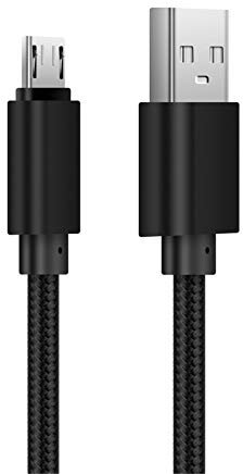 Cable Micro USB 2m/6,6 pies Cable de Cargador de Android Trenzado de Nailon Soporte Carga y Transferencia de Datos Compatible con teléfonos, tabletas, computadoras, Kindle y más (Negro)