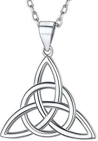 PROSILVER Vintage Dreiheitsknoten Halskette 925er Silber Irische Triquetra Knoten Anhänger mit 46+5cm Rolokette keltischen Amulett Schmuck Accessoire für Frauen Frauen