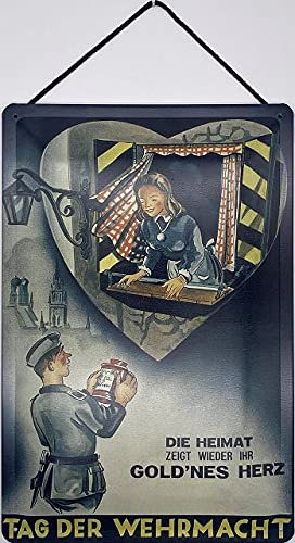 Blechschild mit Kordel 30 x 20 cm Tag der Wehrmacht - Gold`NES Herz - Blechemma