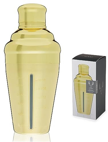 Viski 1 coctelera dorada con colador de 400 ml, chapado en medición