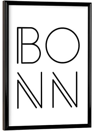 artboxONE Poster mit schwarzem Rahmen 18x13 cm Städte Typobild BONN - Bild bonn nrw Stadt