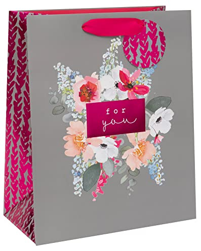 Glick Luxury Gift Bag, Happy Birthday Just for You Large, Grey and Pink, Celebration, Birthdays/Weddings/Anniversaries/House Warming/Thank, GLST34, Multi-Colour, BAG - LARGE