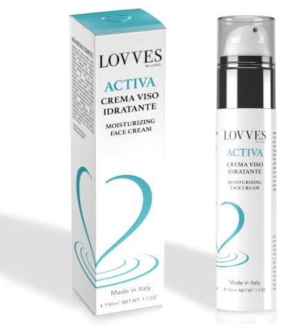 LOVVES Activa feuchtigkeitsspendende Gesichtscreme, Hohe Naturkosmetik, Verleiht der Haut Elastizität und Glanz, mit Vitamin C, Hyaluronsäure 3 Molekulargewichten, Airless-Flasche 50 ml