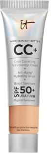 IT Cosmetics CC+ Cream Travel (Neutral Medium) - Natural Full Coverage Foundation With SPF 50+, Color Corrector & Anti-Aging Hydrating Serum, Hyaluronic Acid + Peptides, Up To 24H Wear - 0.4 fl oz