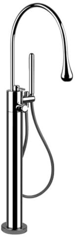 Gessi Goccia Fertigmontageset für freistehende Thermostat Wannenarmatur, separate Ventile für Wanneneinlauf und Handbrause, Handbrause eigensicher, 24978, Farbe: Schwarz XL