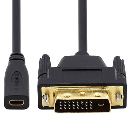 xiwai 20 cm Câble Micro HDMI 1.4 Type-D 4K vers DVI 24+1 - Câble d'extension Mâle vers Femelle pour Carte Graphique HDTV UHD Noir