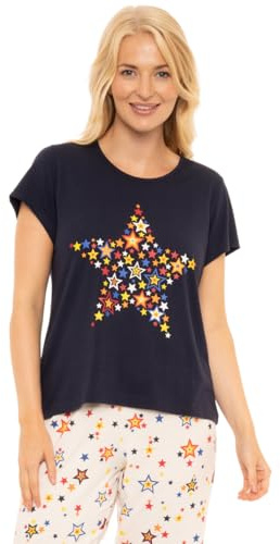 Suzy & Me Womens 100% Cotton Jersey Short Sleeved Cropped Leg Pyjamas