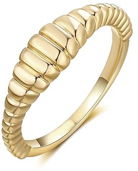 Mytys klobige Goldringe für Damen-14K vergoldeter Kuppelring Croissantring Siegelring für Damen Weihnachtsschmuck Geschenk (Gold 1, 61(19.4))
