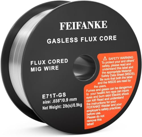 FEIFANKE Filo Animato No Gas 0,9MM 1KG Filo Saldatrice E71T-GS Bobina Filo Animato per Saldatura Universale MIG MAG D100 per Saldatrice, 1 Pezzi