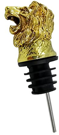 ABOOFAN Lion Head Shape Wine Pourer Decorative Wine Stopper Wine Saver Vacuum Wine Bottle Topper Animal Bottle Decanter Spout Alloy Beverage Bottle Stopper Dispenser Modeling