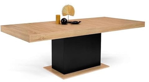 IDMarket - Esstisch, ausziehbar, rechteckig, Eden, 8-12 Personen, Holz und Schwarz, 200 – 250 cm