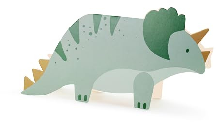 Einladungskarten Dinosaurier Triceratops 18x9cm 6er Set mit Umschlägen - Dino Geburtstagseinladungen Kinder - Einladung Kindergeburtstag Party - Grün