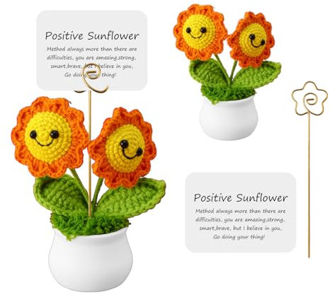 Liuer Pocket Hug Sonnenblume,Kreative Strickwolle Puppe für Frauen, Abschiedsgeschenk Kollegen, Beste Freundin Geschenke,Mutmacher Geschenk,Gute Besserung Geschenk, Glücksbringer Prüfung Geschenk (A)