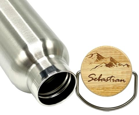 Trinkflasche Wandern Edelstahl personalisiert | Geschenk Wandern | isoliert und auslaufsicher | verschiedene Motive mit Namen und Gravur (Wanderlust, 750 ml.)