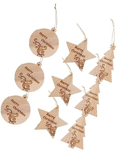 Zerodeko 21St Christbaumschmuck Holz Weihnachtsbaum holzanhänger Weihnachtsbaum schmuck Holz Weihnachtskugeln Weihnachtsbaum hängen Ornament Weihnachtsdekorationen Weihnachten Bambus