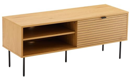 Happy Garden Meuble TV 120cm STINNA, 2 Sorties de câbles discrètes - Organisation Parfaite pour Votre équipement multimédia