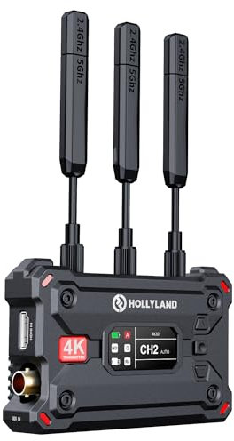 Hollyland Pyro S - Distanza radio wireless SDI HDMI 4K30/1080p60, portata 400 m, latenza 50 ms, fino a 4 ricevitori, Auto Dual Band Hopping Smart Channel Scan, UVC-Live-Stream APP monitorabile (1TX)