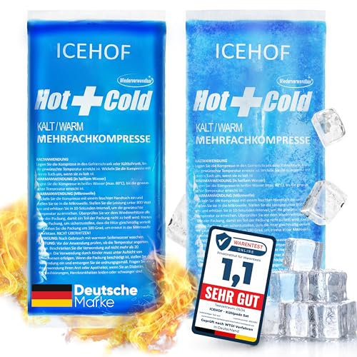ICEHOF Kühlpads (2x groß) - Modernstes Soft-Gel, lange Kühldauer - Kühlpack Gel Kühlakku Kühlkissen Kühlkompressen Kälte-Kompresse Kühlkompresse Kühlbeutel Eisbeutel - Gefroren formbar