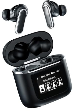 Bluetooth 5.4 Wireless Intelligent Display Kopfhörer, High Fidelity Noise Cancelling ANC Kopfhörer, 54h 6 Mikrofon Noise Cancelling ENC Kopfhörer Während der Wiedergabe (Schwarz)