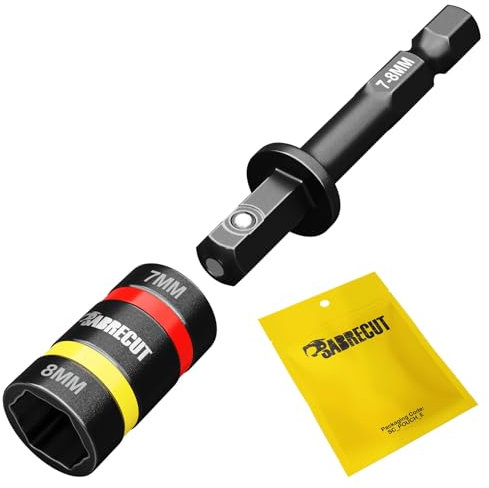 SabreCut SCDIN7-8 Tournevis double taille 7 mm et 8 mm 60 mm de long réversible 2 en 1 facile à nettoyer pour perceuses et visseuses à percussion