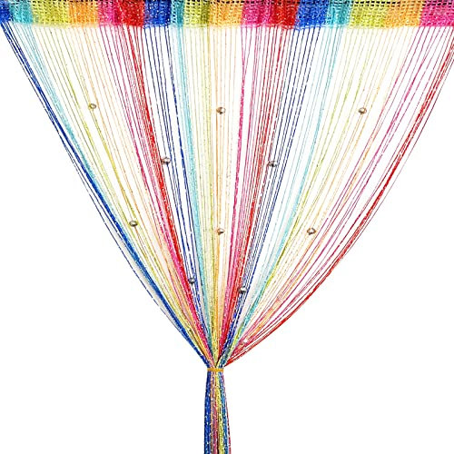 WSPEMLFP Fadenvorhang Perlenvorhang, Türschnur, Perlen for Aufhängen, Fransen, Fenster, Raumteiler, Jalousie, dekorativer Bildschirm, Band, Schnüre, Streifen, Silberfaden(Duose)