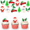 DazzJoy 48 Stück Weihnachten Tortendeko Essbar,Essbare Cupcake Topper Weihnachtsmann,Lebkuchenmann Muffin Deko Essbar,Esspapier Tortendeko Weihnachten,Kuchen Deko Essbar,Esspapier Weihnachten Deko