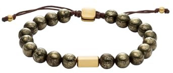 Fossil Herren-Edelstahl-Perlenarmband mit Schieberverschluss, Schimmerndes Gold
