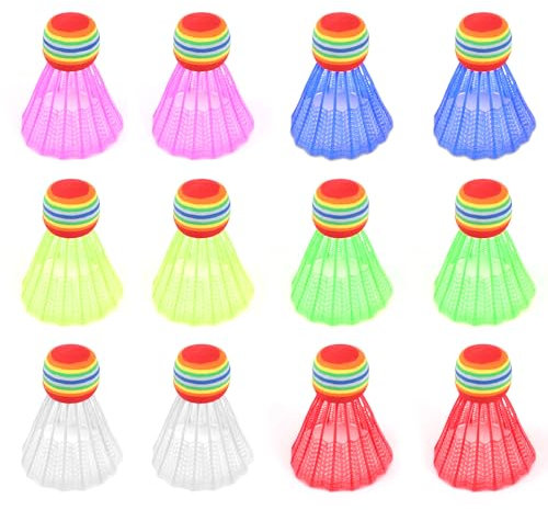 WPPQWP Federbälle Kinder, Bunte Nylon Badminton Bälle, Federball Bälle, Federbälle für Draußen Anfänger (12pcs), geeignet für Anfänger und Kinder, Indoor und Outdoor Sport