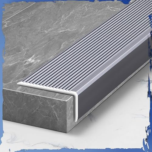 IMUNKT Treppenkantenprofil Für Laminat/Parkett/Fliesen, Alu Treppenwinkel 90/100/120cm, Treppen Stufenkantenprofil, Metall-Eckschutz, Treppenprofil, Winkelprofil(Grey,W5cmxL120cm)