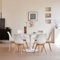 DEYARNA HOME Mesa de Comedor Redonda y 6 Sillas Comedor Apto para Comedor, Cocina, Salón, Oficina, Café, 6 Sillas Blancas et Table à Manger Blanche (Diámetro: 110cm, Altura : 75cm)