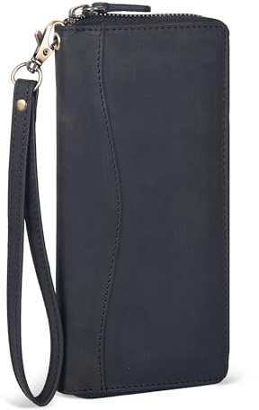 Leather Womens Wallet Clutch - RFID 8 Card Holder Coin Pocket Organizer