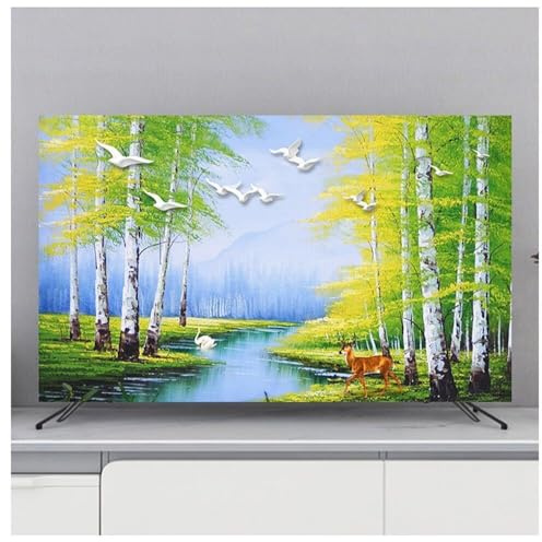 Yoeoefuo Tv Abdeckung Fernseher Schutzhülle 32 - 85 TV/PC Allwetter Schutzcover Dekorativ Landscape Print Universal Displayschutzfolie Television Staubabdeckung TV Protective Cover(Stil 4,75in)