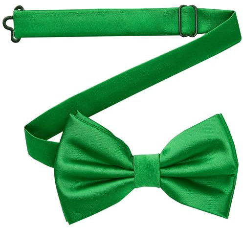 DonDon Fliege Herren handgefertigt Seiden-Look 12 x 6 cm Fliege Grün