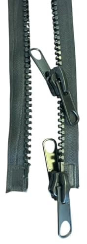 2 Wege Reißverschluss Doppel - Beidseitig für Zelte Planen Persenning (schwarz, 180cm)