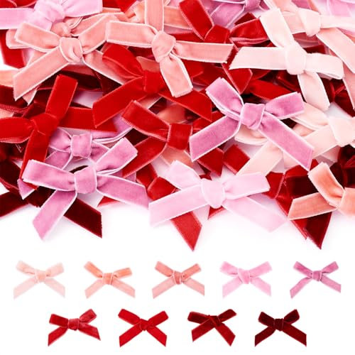 Craftdady 54 fiocchi in velluto, accessori per costumi, fiocchi in velluto, ornamenti per capelli, rosa, per fermagli per capelli, vestiti, cappelli, decorazioni fai da te, albero di Natale, 9 colori