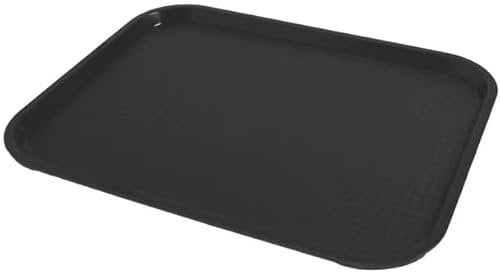 Fast Food Serving Tray, 35.5 x 45.5 cm, Black Polypropylene, Commercial and Home Use
