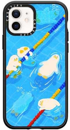 CASETiFY Impact Schutzhülle für iPhone 12 / iPhone 12 Pro [4X Falltest in Militärqualität, 2,5 m Fallschutz/kompatibel mit Magsafe] – Poolzeit – Transparentes Schwarz