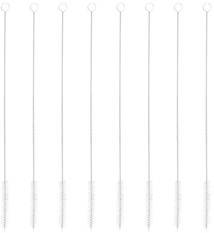 JRSHIRLEYLTD Lot de 8 pinceaux de pailles de 30 cm, brosses de nettoyage en acier inoxydable et nylon, robustes, réutilisables, pour machine