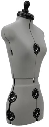 Nähmit verstellbare Schneiderpuppe dreh- und höhenverstellbar, Größe S (36-42) & XS (32-36), inkl. Rockabrunder mit Stecknadelfixierung, integriertes Nadelkissen (Grau, Größe S)