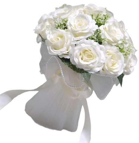 Zenlir Eleganter Brautstrauß,künstliche Blumen,kaskadierender Brautstrauß für Brautjungfern und Heimdekoration