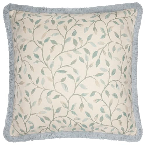 Voyage Maison Cervino Feather Filled Cushion – Floral Woven Jacquard Textured Heritage Luxury Country Décor (Duck Egg - 50x50cm)