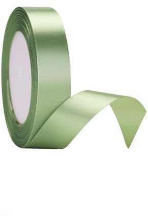Satinband Salbeigrün 25mm x 22m,Geschenkband Breit Schleifenband Salbeigrün | Geschenkband Salbeigrün Dekoband Stoffband Bänder für Geschenkverpackung Geburtstag, Hochzeit Dekoration DIY Weihnachten