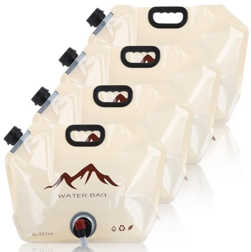 AKOLAFE 4 Pack Water Carrier Camping 8L Collapsible Lightweight Foldable Portable Camping Water Container Bags Bottle for Outdoor Activities