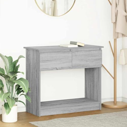 HETFTJN Konsolentisch Grau Sonoma 85,5x38,5x74,5 cm, Holzwerkstoff, 2 Schubladen, Sideboard für Wohnzimmer Flur Schlafzimmer