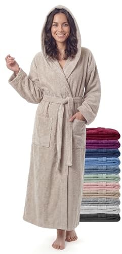 jazzylab Peignoir Femme Extra Long à Capuche – 100% Coton Éponge 380 g/m² | Confort enveloppant pour le sauna, le spa ou la maison, avec douceur, absorption et chaleur au quotidien