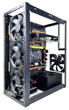 DIY Computer Motherboard Case Rack - Aluminum Stackable Open Frame Chassis, Cooling Fan Stand Bracket, Overclocking Heat Dissipation, PC Build Test Bench for Hardware Setup
