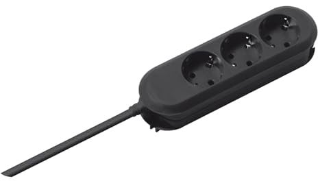 Bachmann Steckdosenleiste SMART 3-Fach 1,5m Mehrfachsteckdose Schwarz 388.170 (Befestigung durch Anschraublöcher und praktische Kabelaufwicklung)
