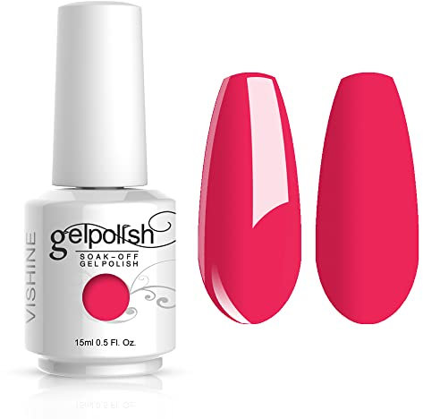 Vishine 1476 Nagellack, Soak Off Gel, semi-permanent, UV/LED, Maniküre, Base und Top Coat, Dunkelrosa